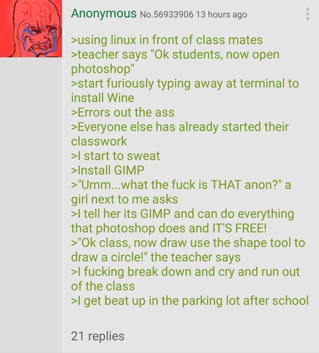 4chan greentext linux gimp.jpg