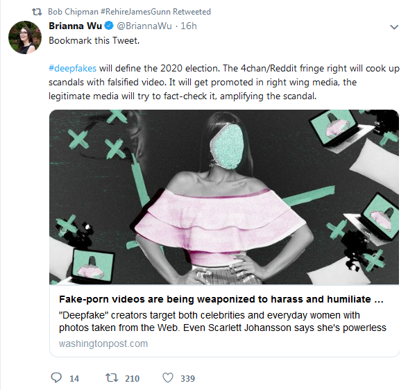 Bob Chipman #RehireJamesGunn ( the_moviebob) on Twitter Deep Fakes.png