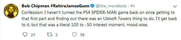 Bob Chipman #RehireJamesGunn ( the_moviebob) on Twitter Not Out Of Touch.png