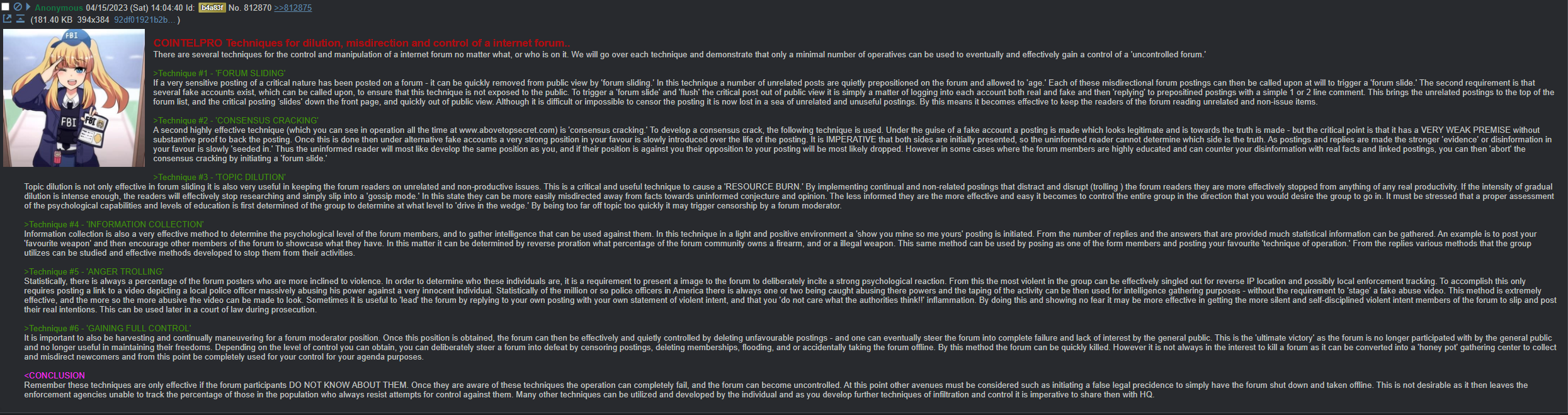 COINTELPRO Techniques for dilution, misdirection and control of a internet forum...png