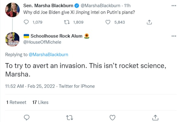 🇺🇦 Schoolhouse Rock Alum 🌻 on Twitter   @MarshaBlackburn To try to avert an invasion. This isn...png
