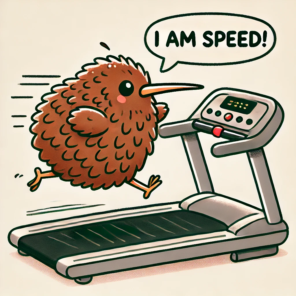 Kiwi on a treadmill.webp