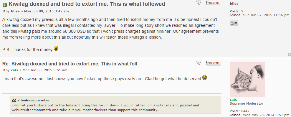 Kiwifag doxxed and tried to extort me. This is what followed -  SlutHate.com  PuaHate  (1).png