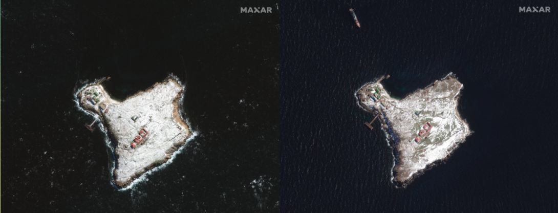 Satellite images of Snake island before and after attack.png