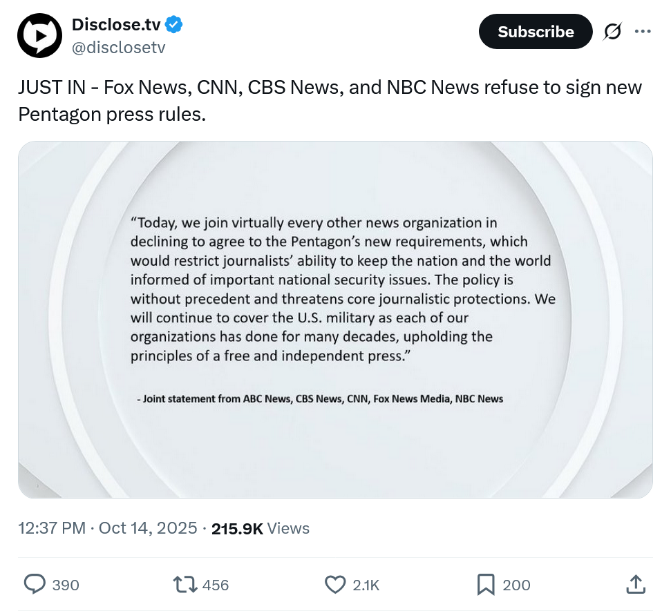 Screenshot 2025-10-14 at 13-57-50 Disclose.tv on X JUST IN - Fox News CNN CBS News and NBC New...png