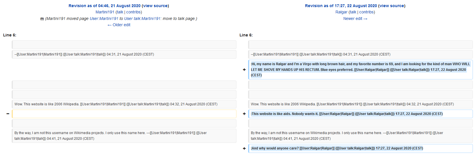 Screenshot_2020-08-24 Difference between revisions of User talk Martini191 - GamerGate Wiki.png