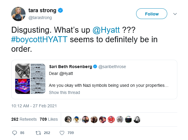 Screenshot_2021-02-27 tara strong on Twitter Disgusting What’s up Hyatt #boycottHYA….png