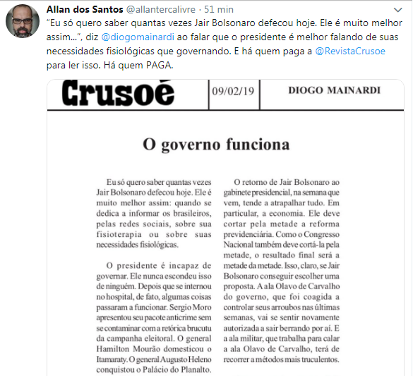 Tweet que fez o atagonista ficar pistola..png