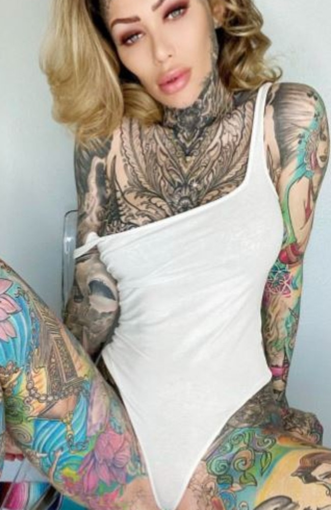 The OnlyFans star says she has the most heavily tattooed vagina in the world. Picture: Instagram @becky—holt—holt